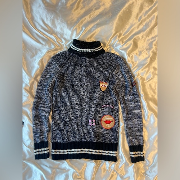 Vintage Y2K JW Junction West Patchwork Turtleneck Sweater - Picture 1 of 8